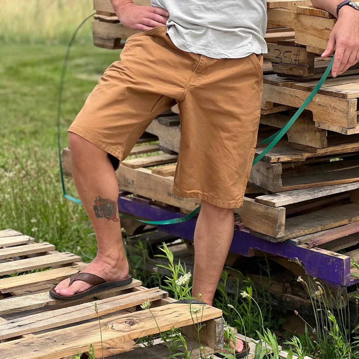 12 oz Entenlein Canvas Zimmermannshorts - Braun