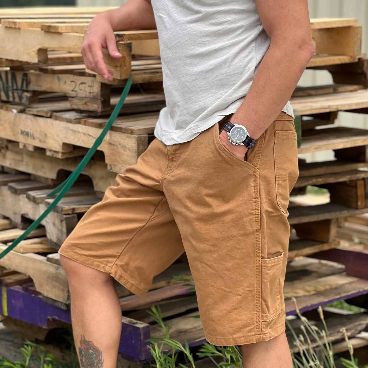 12 oz Entenlein Canvas Zimmermannshorts - Braun