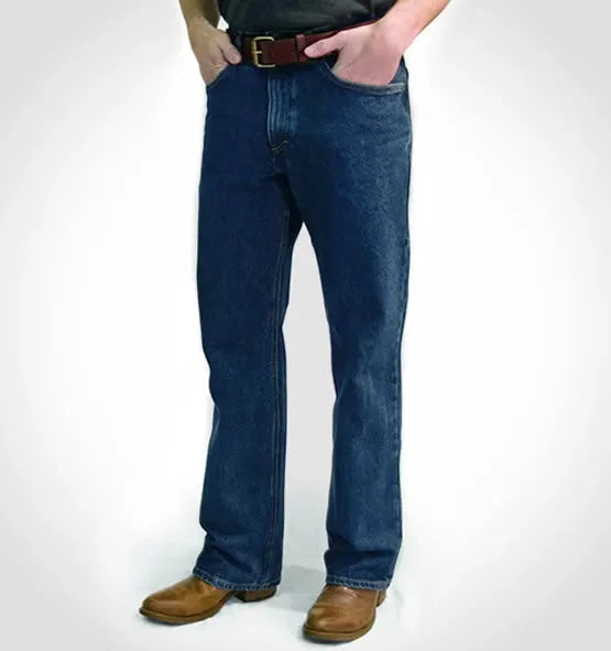 Herren Boot Cut Jeans mit Zwickel - Dunkel Stonewash