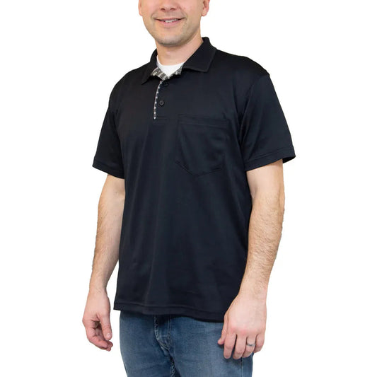 Herren Karo Placket Polo mit Tasche