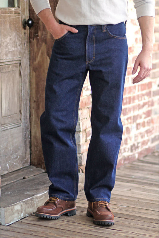Gusset Relaxed Fit Jeans - Industrie Blau